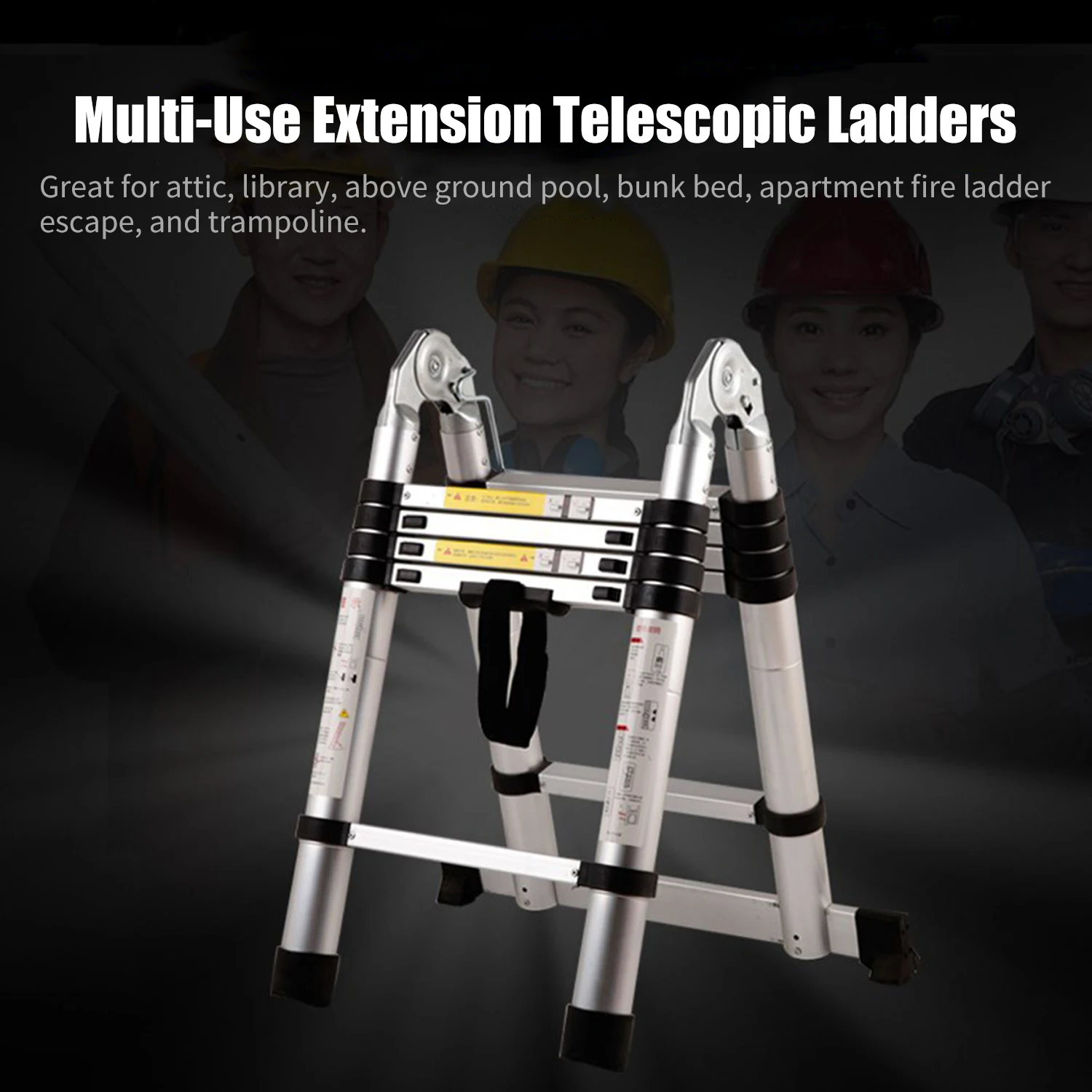 

Telescoping Ladder Portable Expandable Retractable Foldable Aluminum Ladder with One Button Collapsible for Attic Library