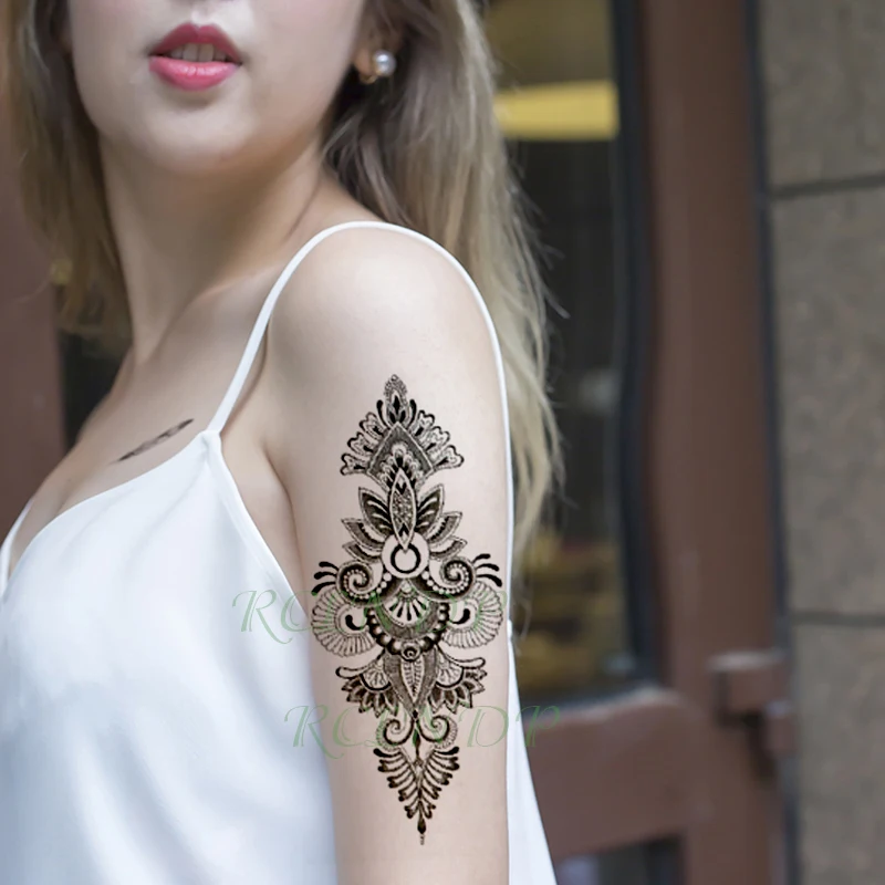 Waterproof Temporary Tattoo flower black leaf datura Sticker flash tatto fake tatoo body art tattoos for women men kids