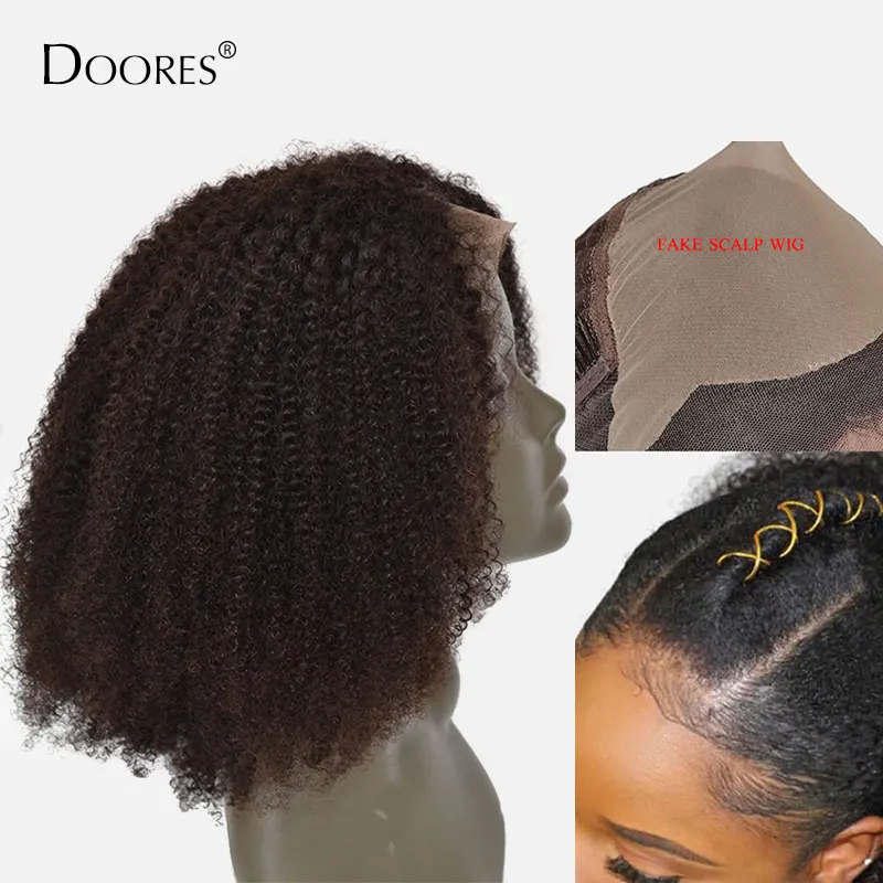 

13x6 Fake Scalp Wig for Black Women Afro Kinky Curly Human Hair Wigs Pre Plucked With Baby Hair 180 Density Lace Frontal Wig