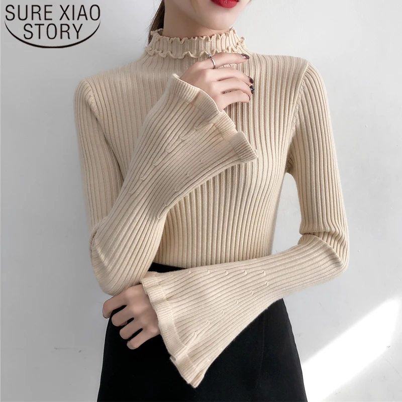 Осень и зима 2019 Новый Модный свитер женский тонкий длинный рукав с рукавами