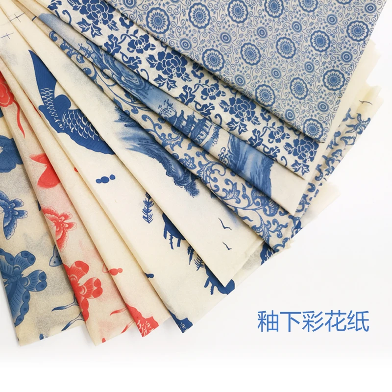 Ceramic Transfer Paper Ceramic Underglaze Transfer Paper Colorful Flower Paper Blue and White Sticker 54x37cm High Temperature Ceramic Decals