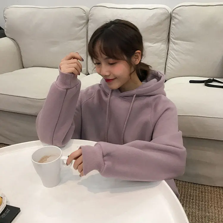 9 Colors New Autumn Jerseys Female Harajuku Cute Oversized Hoodies Long Sleeve Plus Velvet Lace Up Women Sweatshirt Kpop Clothes