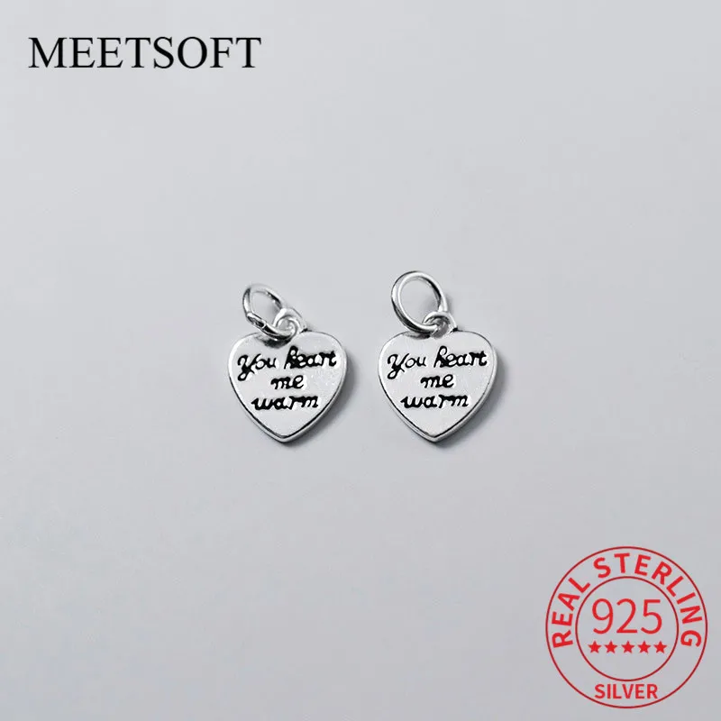 Meetsoft Trendy 925 Sterling Silver Heart Letter Charms Speciale Di Gioielli Fatti A Mano Fai Da Te Prevenire L'Allergia Accessorio Braccialetto