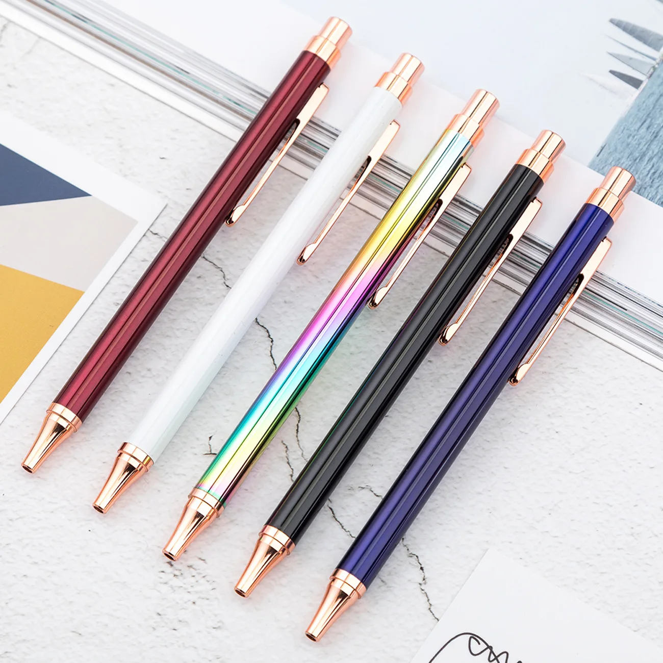 

Color Metal Ballpoint Pen Custom Press Company Gift Metal Pen Business Simple Ballpoint Pen Promotional Gifts Customized Logo