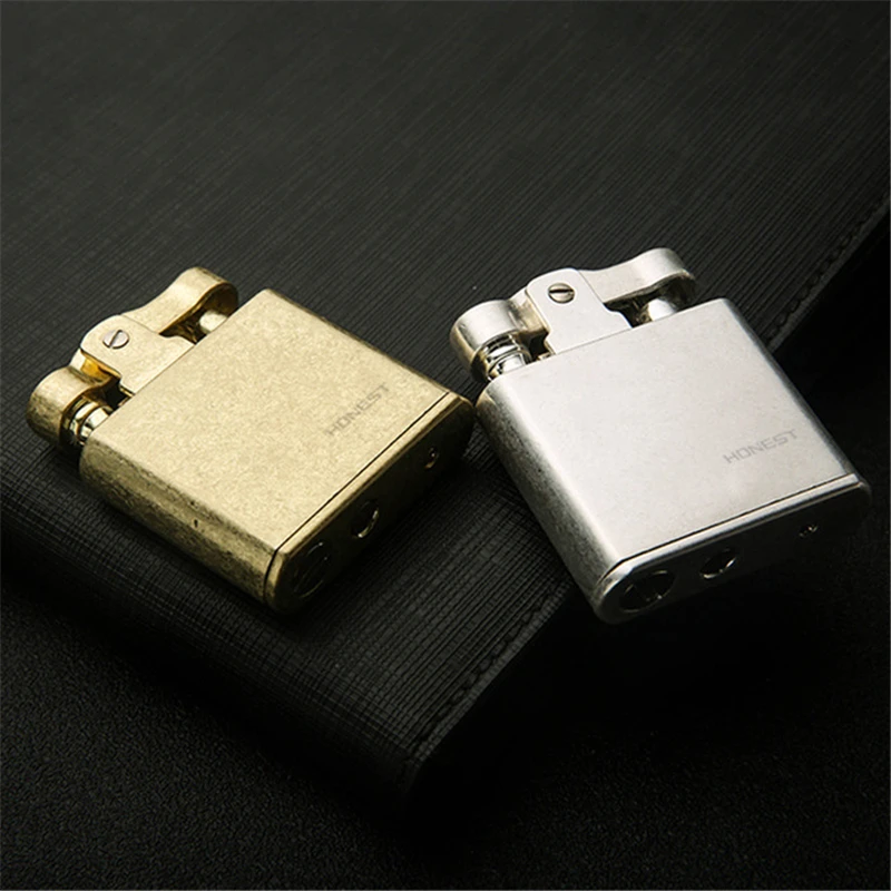 Honest Copper Cigarette Lighter Gasoline Vintage Kerosene For oil Lighter Grinding Wheels Fire Lighter Retro Windproof Lighter