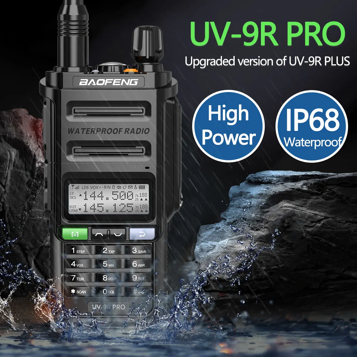 Портативная рация Baofeng UV-9R PRO высокая мощность водонепроницаемость IP68 50 км