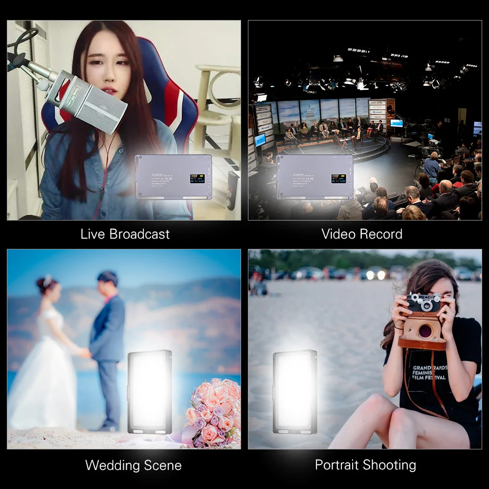Светодиодная мини панель Andoer RGB для видеосъемки карманная лампа YouTube освещение