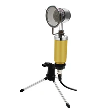 Microfone condensador de gravação de estúdio com fio de placa de som, kits de microfone condensador de karaokê para áudio de computador vocal