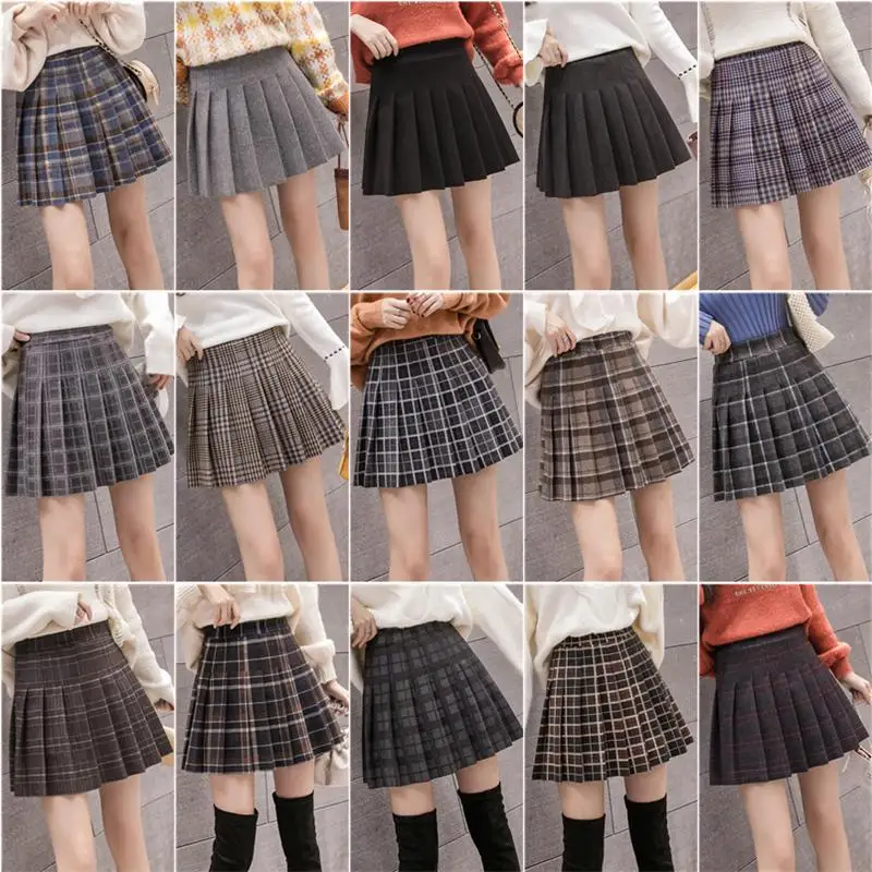 Для женщин осень складки мини-юбка Harajuku элегантный дизайн плед Юбки Милая школьная форма с этническим принтом Jupe Kawaii Мини-юбка Saia Faldas