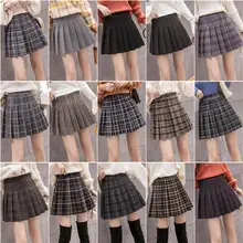 Для женщин осень складки мини-юбка Harajuku элегантный дизайн плед Юбки Милая школьная форма с этническим принтом Jupe Kawaii Мини-юбка Saia Faldas