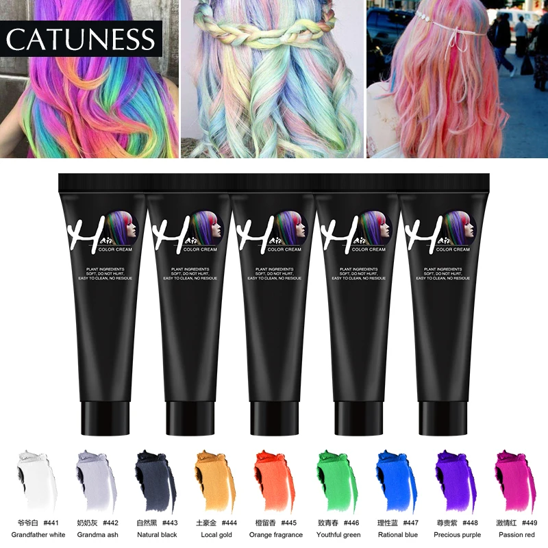 Catuness супер краска для волос воск краска для волос крем нетоксичный сделай сам для укладки волос цвет ing формовочная паста красный синий серый 100 мл