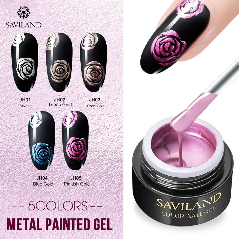 

SAVILAND 3D Popular Mirror Nails Metallic Painting Gel Nail Polish Soak Off UV Gel Long-Lasting Top Base Primer Manicure