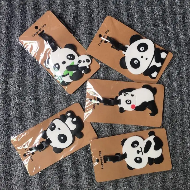 1 шт., серия Panda, аниме, для путешествий, брендовая багажная бирка на чемодан, ID адрес, портативный держатель тегов, багажные этикетки, Новинка