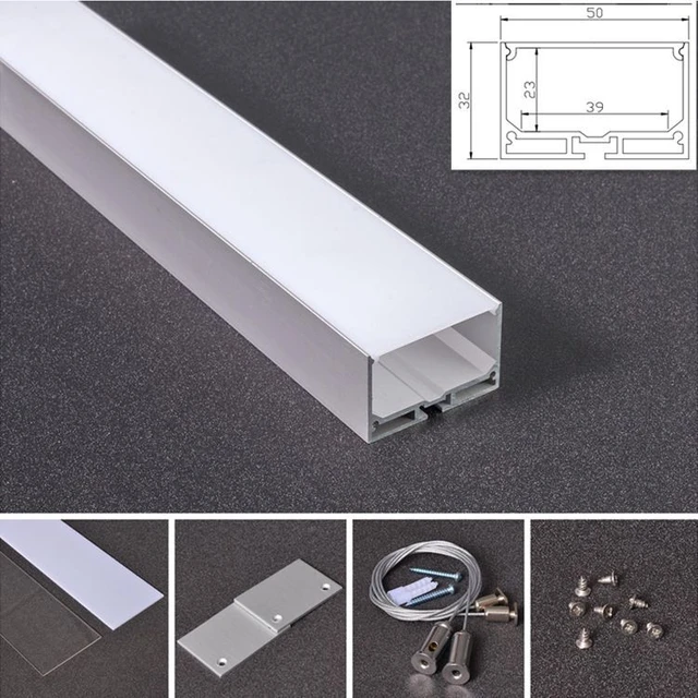 Perfil de Aluminio Superficie para Tira LED con Difusor 5050 - 2M