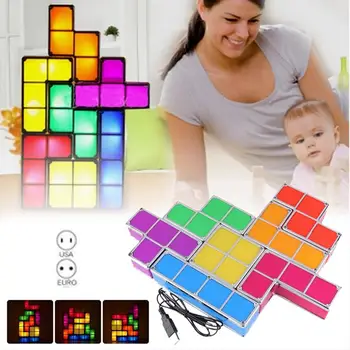 

Night Light LED Light Tetris Block Colorful DIY Decorate Atmosphere Lamp ABS Full Contact Fashion Energy Saving Night Lamp