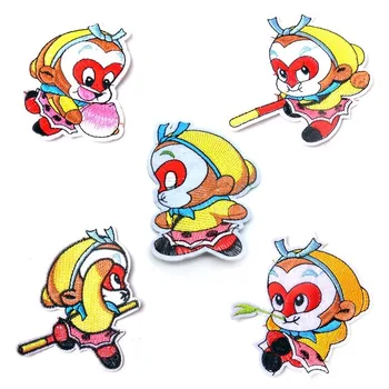 

100pcs/lot Embroidery Patches Monkey King Kids Clothing Decoration Accessories Biker Shirt Diy Iron Heat Transfer Applique
