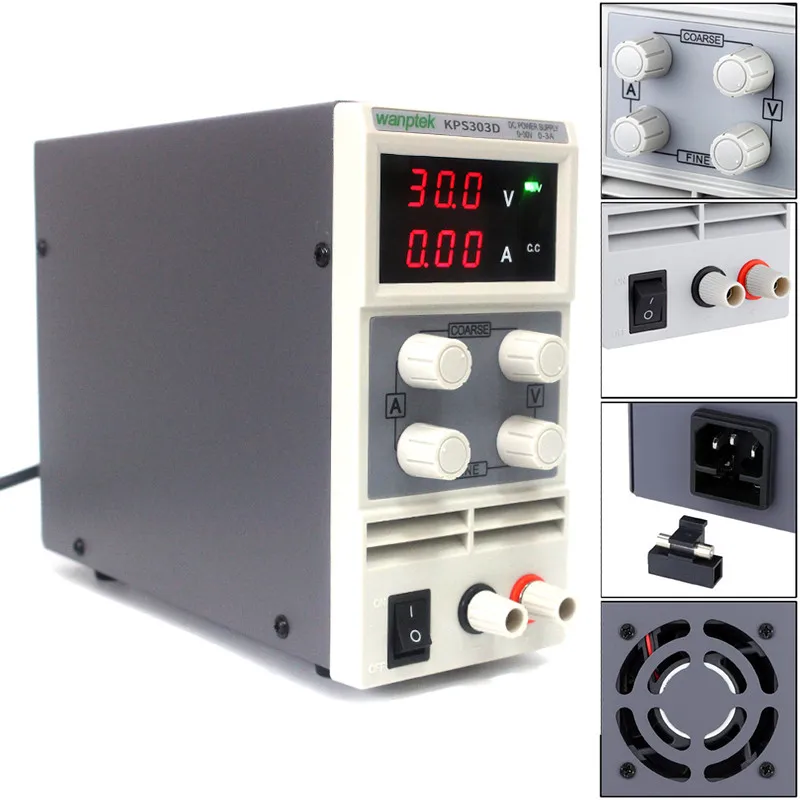 

4 Pcs Automatic Conversion 110V/220V KPS303DF LED display switch DC Power Supply protection function 0-30V/0-3A 0.1V/0.01A