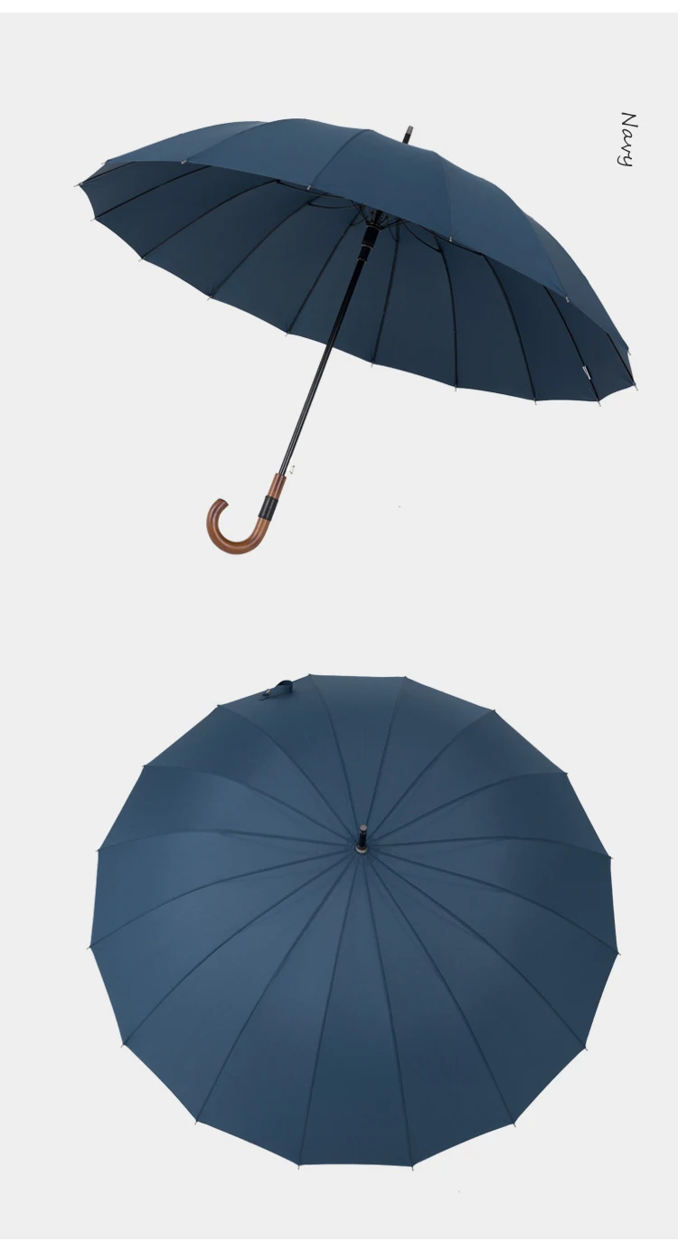 Горячая Распродажа, длинный зонт для мужчин, с деревянной ручкой, 16 ребер, сильный большой зонт, для дождя, для женщин, ветрозащитный, для гольфа, зонты, палка, бизнес, Paraguas