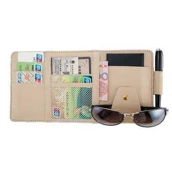

Sun Visor Storage Bag High-Grade PU Leather Stowing Tidying CD Driving Document Ticket Storage Glasses Clip Auto Car Styling