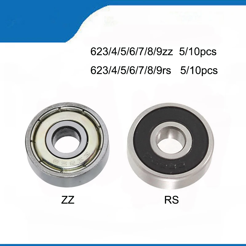 5/10PCS Ball Bearing 623rs zz 624rs 625zz RS 635ZZ 626zz RS ZZ Miniature Mini Small Deep Groove Flanged Pulley Wheel imprimante afbeelding
