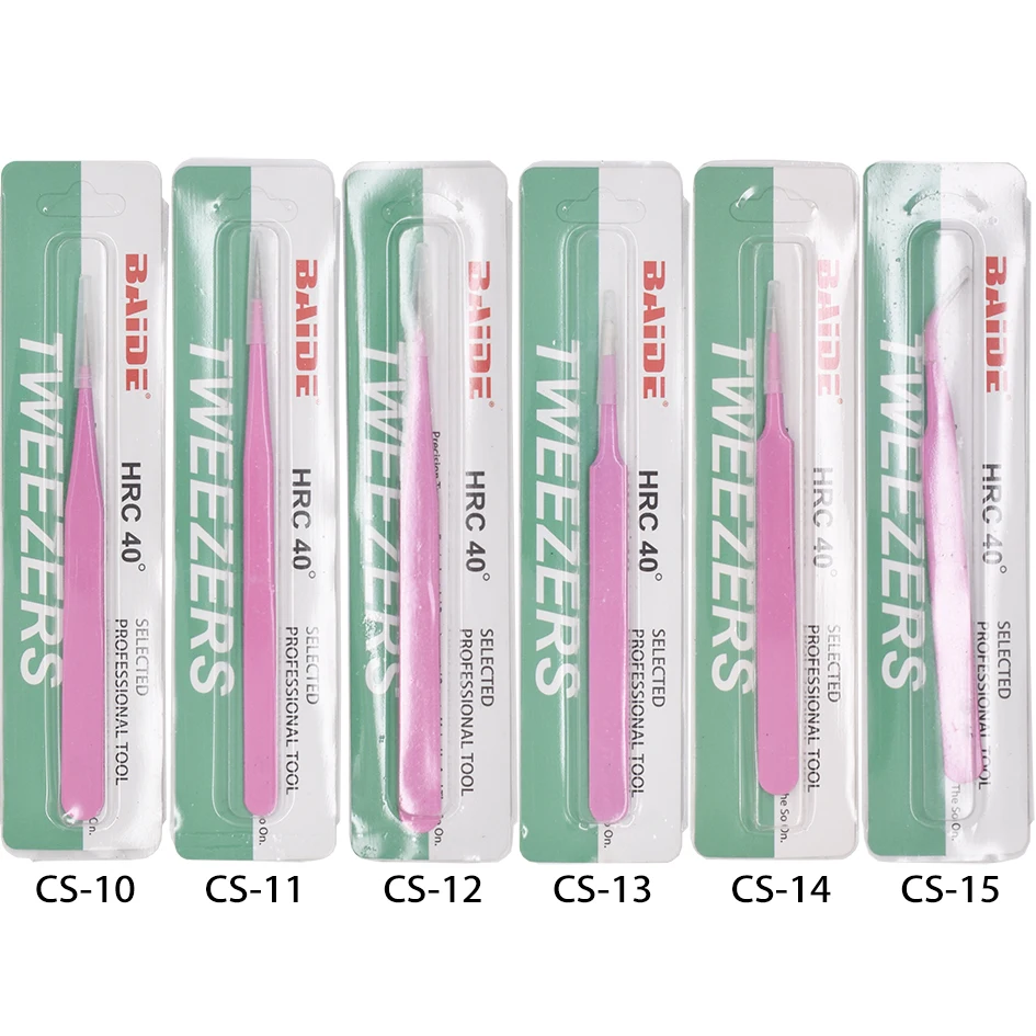 CS-10/11/12/13/14/15 Pink Eyelash Tweezers Stainless Steel Anti-static For Eyelash Extension Makeup Tools 200pcs/lot