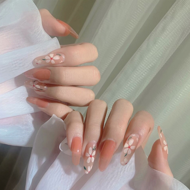 False Nail with Love Pattern Diamond Designs Long Coffin Ballerina Fake Nails Press On Nails with Glue Manicure Tool