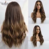 EASIHAIR Long Black to Brown Ombre Wigs Synthetic Wigs For Black/White Women Glueless Wavy Cosplay Wigs Heat Resistant Daily Wig ► Photo 1/6