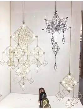 

Creative bedroom duplex shopping mall commercial geometry iron art conference room hotel engineering creative chandelier led