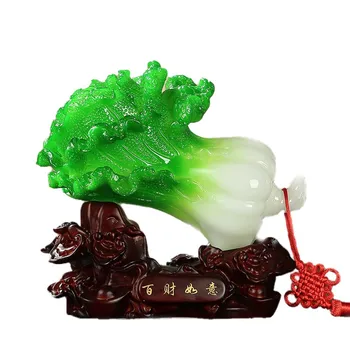 

Antique Jade Cabbage Figurine Statue Emerald Plant Jade Ruyi Sculpture Room Decor Fengshui Ornament Home Decoration Accessories