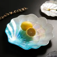 Nordic Blue Sea Shells Decorative Storage Tray, Glass Plate, Jewelry Trinket Dish, Necklace Storage Tray 2