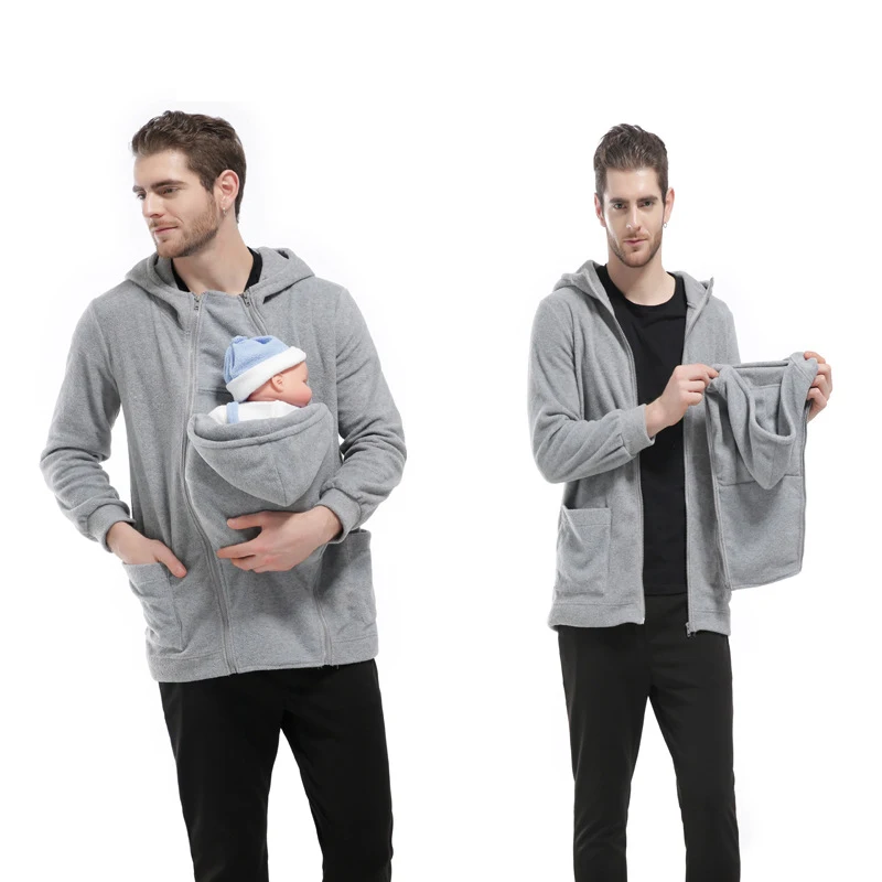 

Sweatshirt Hoodie Men's Plus size Father Kangaroo Hoodies Zip Up Dad Coat Hooded Pullover multifunctional cotton Outerwear
