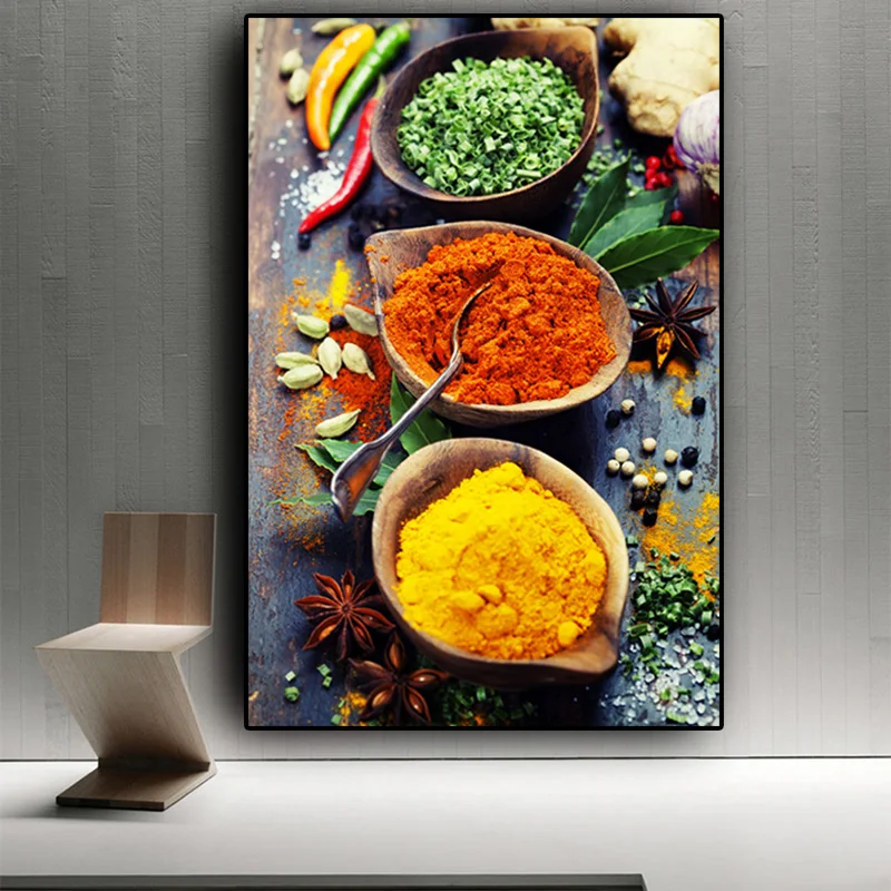 5D DIY Diamond Painting Still Life Grains Spices Spoon Peppers Diamond Embroidery Full Drill Square Picture Of Rhinestone