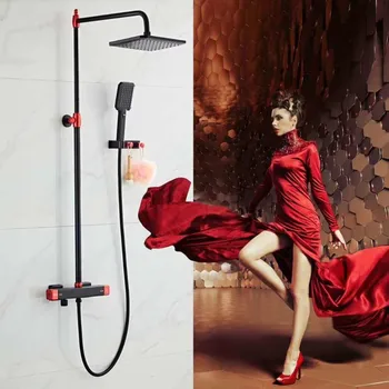 

China red shower set full copper shower thermostat three gear bathroom bath home