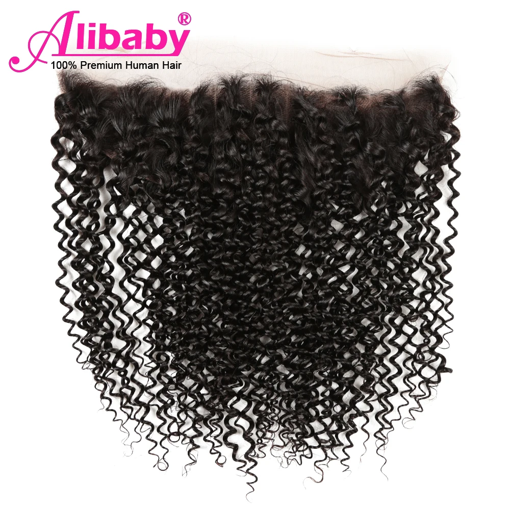 Alibaby Jerry Curl человеческие волосы пряди с фронтальной вьющейся пряди с закрытием Малазийские Волосы NaturalColor 3 пряди с фронтальной