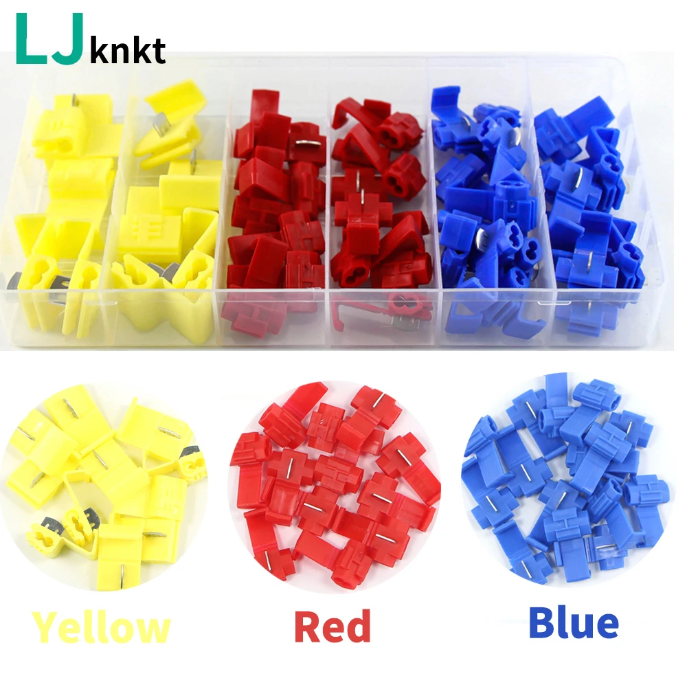 

90&120PCS Electric Wire Connectors Quick Terminals Destructive Breaking AWG 22-18 Splice Crimp Standard Broken Joint Connector