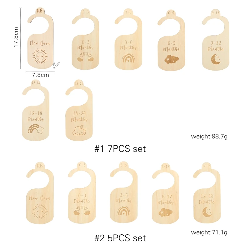 7 stücke hölzerne Baby Meilenstein Karten Baby Pflege Schrank Teiler Denkmal Geburt monatliche Karten Foto Zubehör Neugeborenen Dusche Geschenk – Detail 7