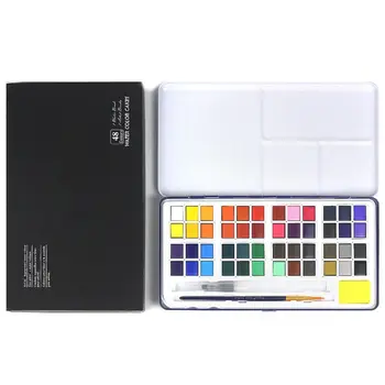 

48 Colors Foldable Portable Solid Pigment Watercolour Paint Essential Set for Artists Students