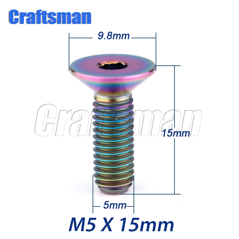 1 шт. Титан Ti M5 x 10, 12, 15, 20, 25 35 мм шестигранный ключ без каблука с потайной головкой болт с головкой