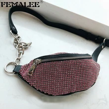 Роскошная женская новинка, бриллиантовая сумка через плечо из искусственной кожи на молнии, Женская качественная модная сумка через плечо, сумка на пояс