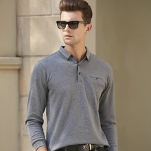 Новинка, высокое качество, Мужская рубашка поло, мужская рубашка с длинным рукавом и отворотом, одноцветная рубашка поло, Camisa, повседневная, брендовая, деловая, Мужская футболка, топы 8876