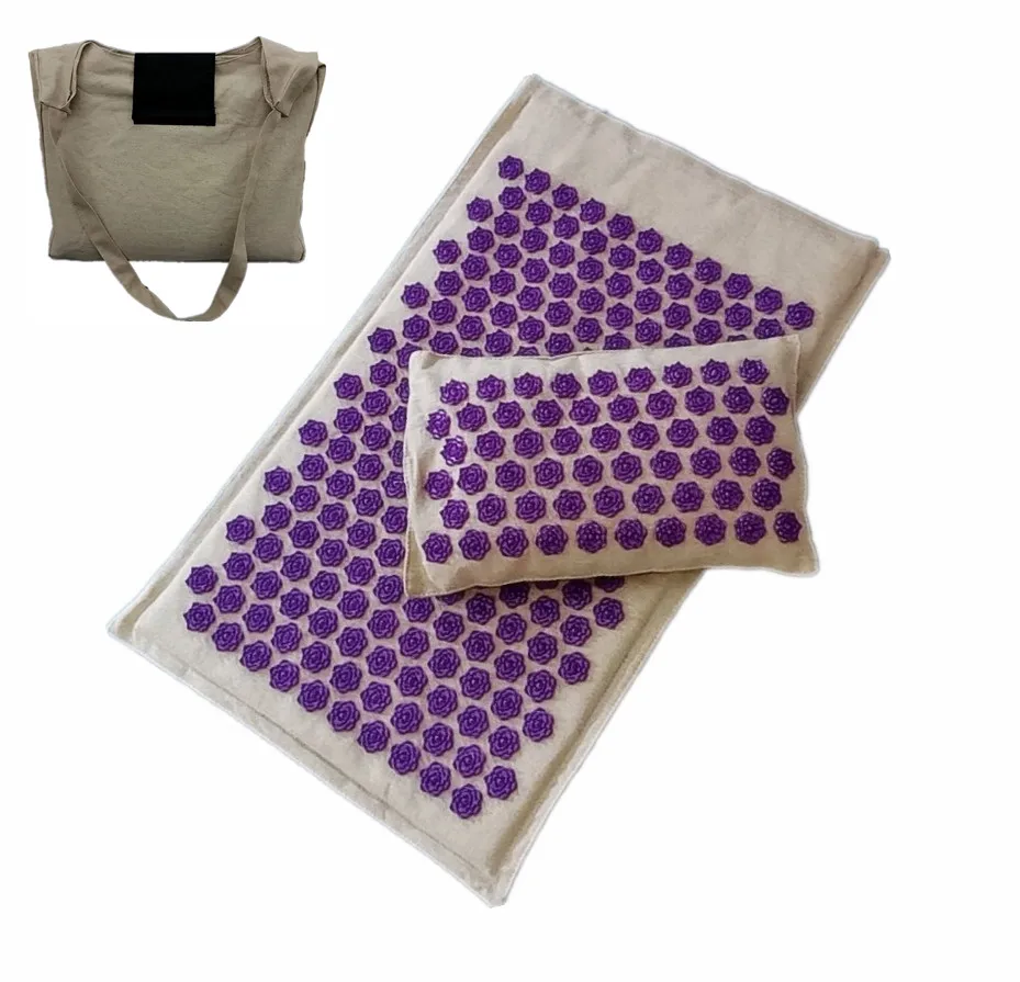Инструмент для ухода за ногами Лотос Спайк акупрессура коврик акупунктурная Подушка забота о здоровье массажер инструмент коврик сумка для переноски - Цвет: purple