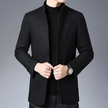 

2019 autumn and winter with thick cloth coat men's young and middle-aged collar business casual men warm coat