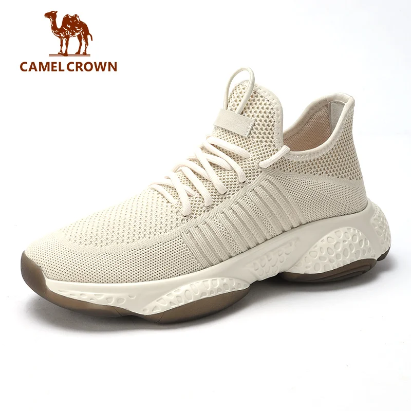 CAMEL кроссовки мужские Дышащие трикотажные верхние осенние кроссовки уличные повседневные спортивные для начинающих легкая стабильность - Цвет: Beige