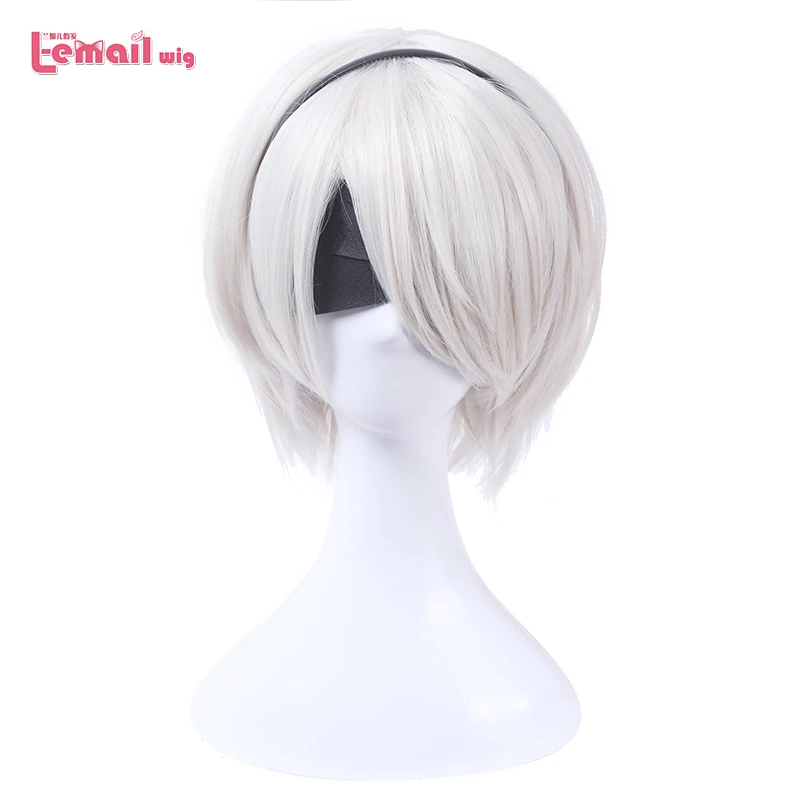L-Email Wig Synthetic-Hair Automatas Heat-Resistant Nier White Short 9S 2B Halloween
