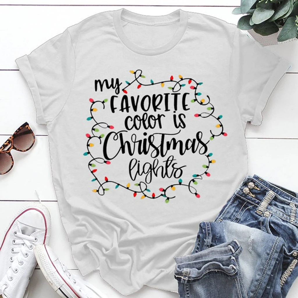 CHAMSGEND Fashion Women Blouses Autumn 2019 Christmas Blouse Letter Printed Short Sleeves Shirt Tops 1003