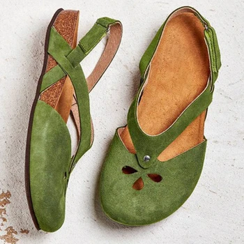 

2020 Sandals Fashion Women Beach Summer Flat Round Toe Breathable Pumps Casual Shoes Roman Sandals 35- 43