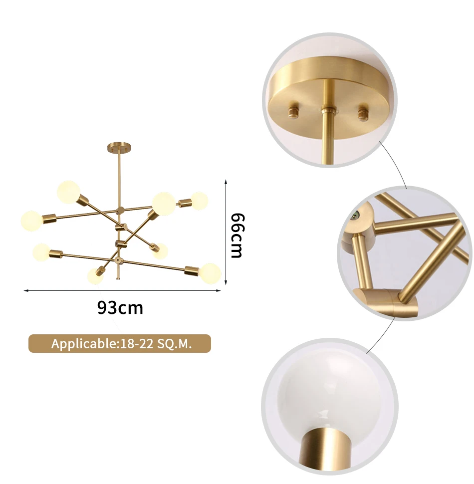 Современные золотые люстры латунь отделка Висячие светодиодные светильники кухня нержавеющая сталь молекулярная разветвляющая лампа пузырь