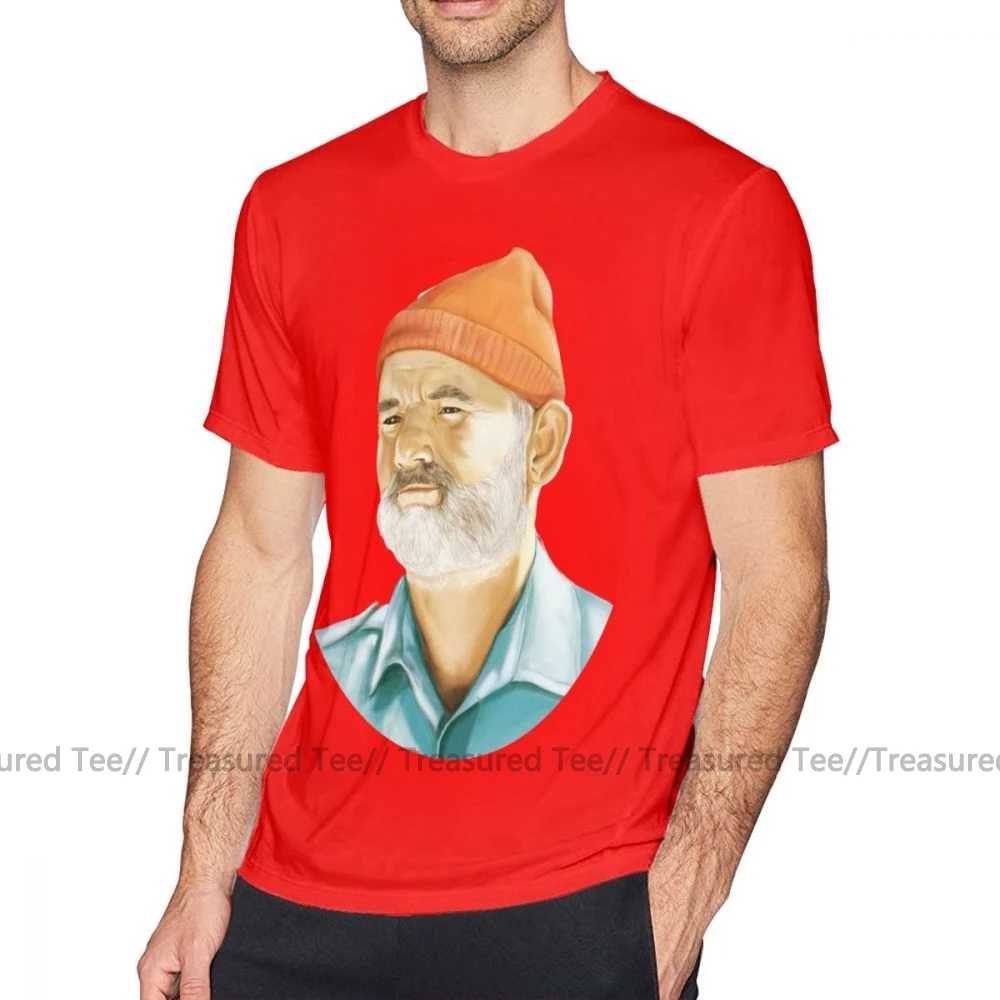 Wes Anderson, футболка, Steve Zissou Bill, футболка с Мюрреем, 100 хлопок, забавная футболка, короткий рукав, большой размер, футболка с принтом - Цвет: Red