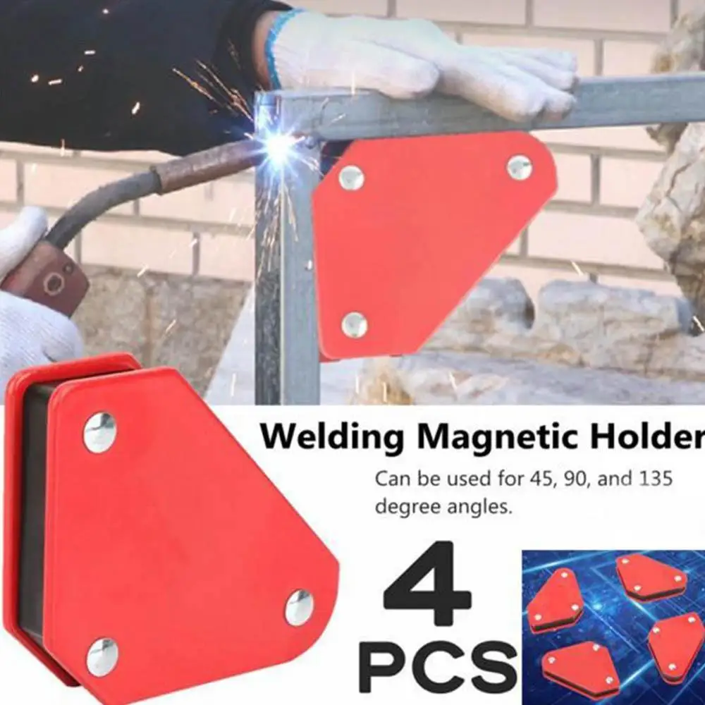 

4Pcs 9LB Angle Soldering Locator Magnetic Magnet Corner Arrows Welder Welding Holder Tool Right Angle Fixing Tool
