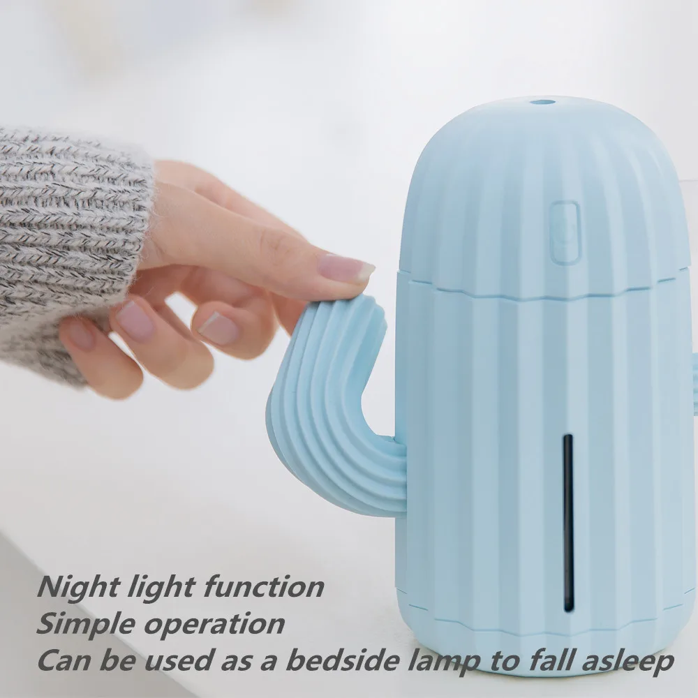 340ML USB Ultrasonic Air Humidifier Cactus Timing Aromatherapy Oil Diffuser Essential Mist Maker Fogger Mini Aroma Atomizer